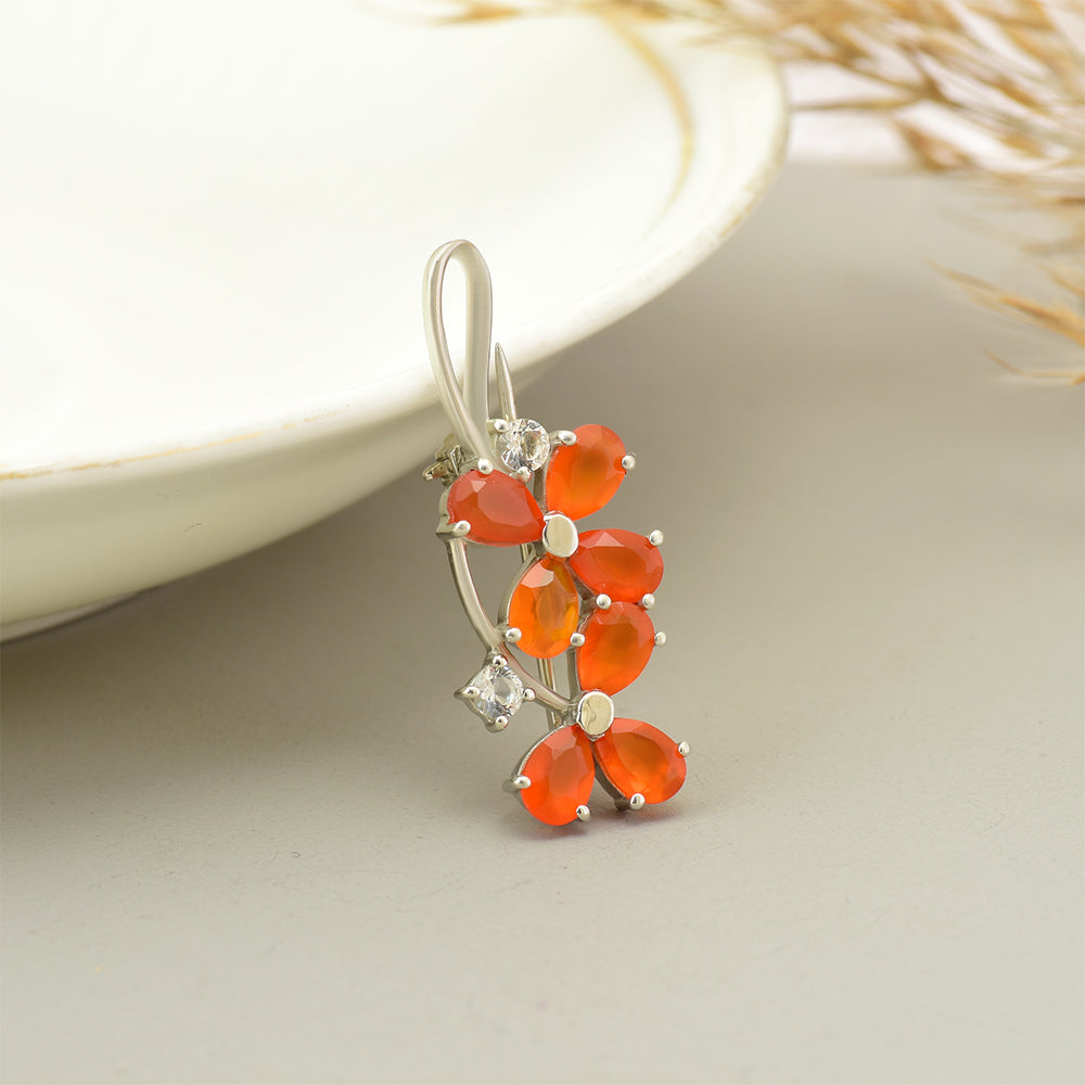 Broche de Plata con Ágata Roja y Topacio Blanco