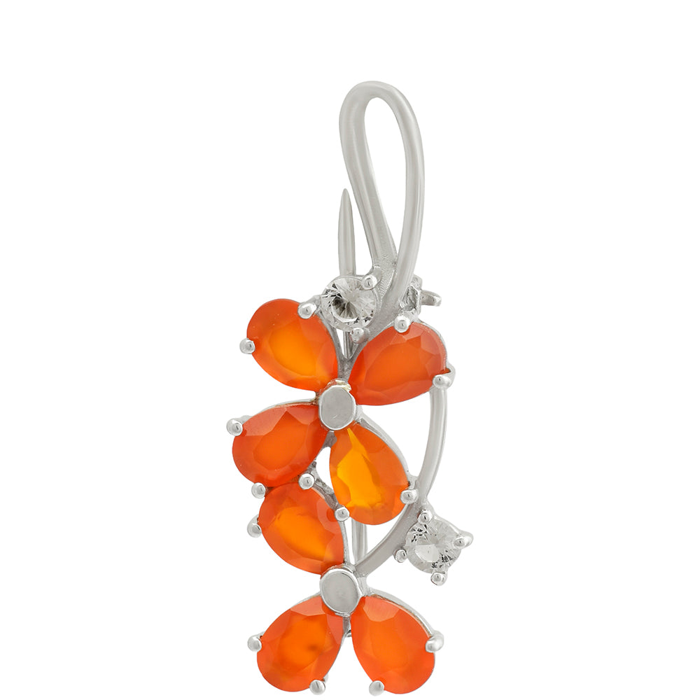 Broche de Plata con Ágata Roja y Topacio Blanco 2 