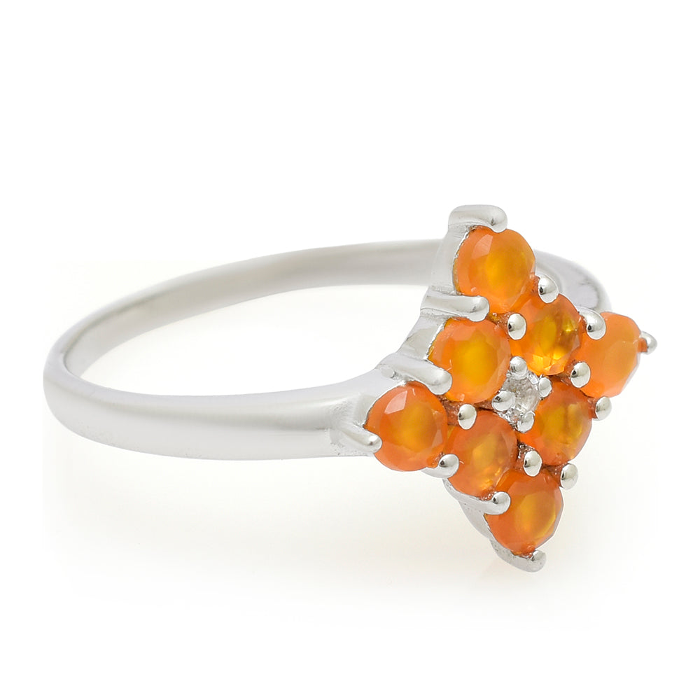 Anillo de Plata con Ágata Roja y Topacio Blanco 3 
