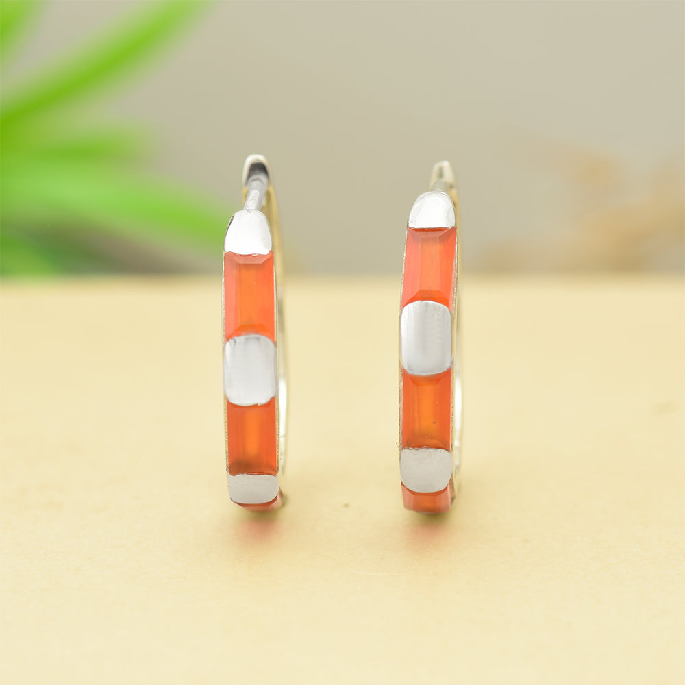 Pendientes de Plata con Ágata Roja 2 