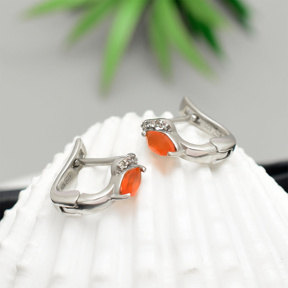Pendientes de Plata con Ágata Roja y Topacio Blanco