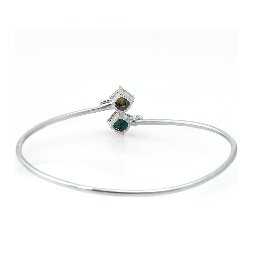 Pulsera de Plata con Turquesa Ostra y Topacio Blanco
