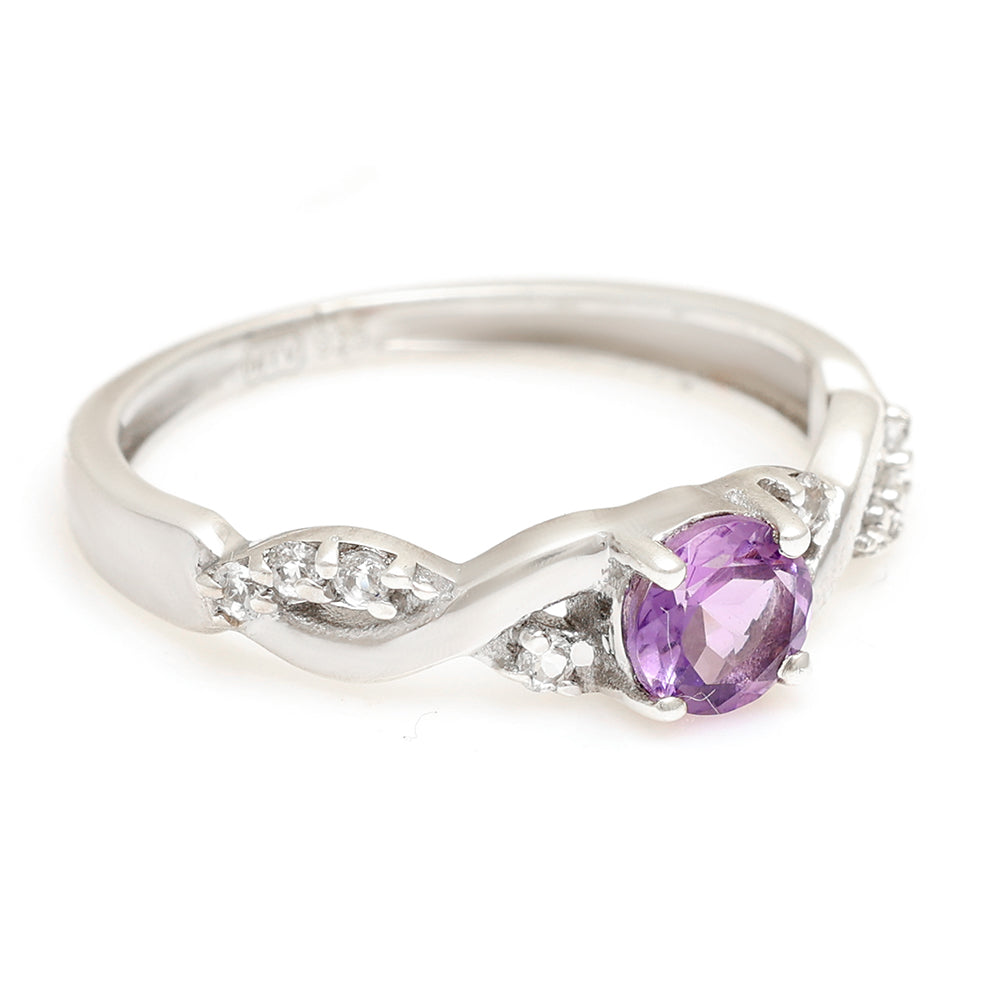 Anillo de Plata con Topacio Blanco y Amatista de Brasil 5 