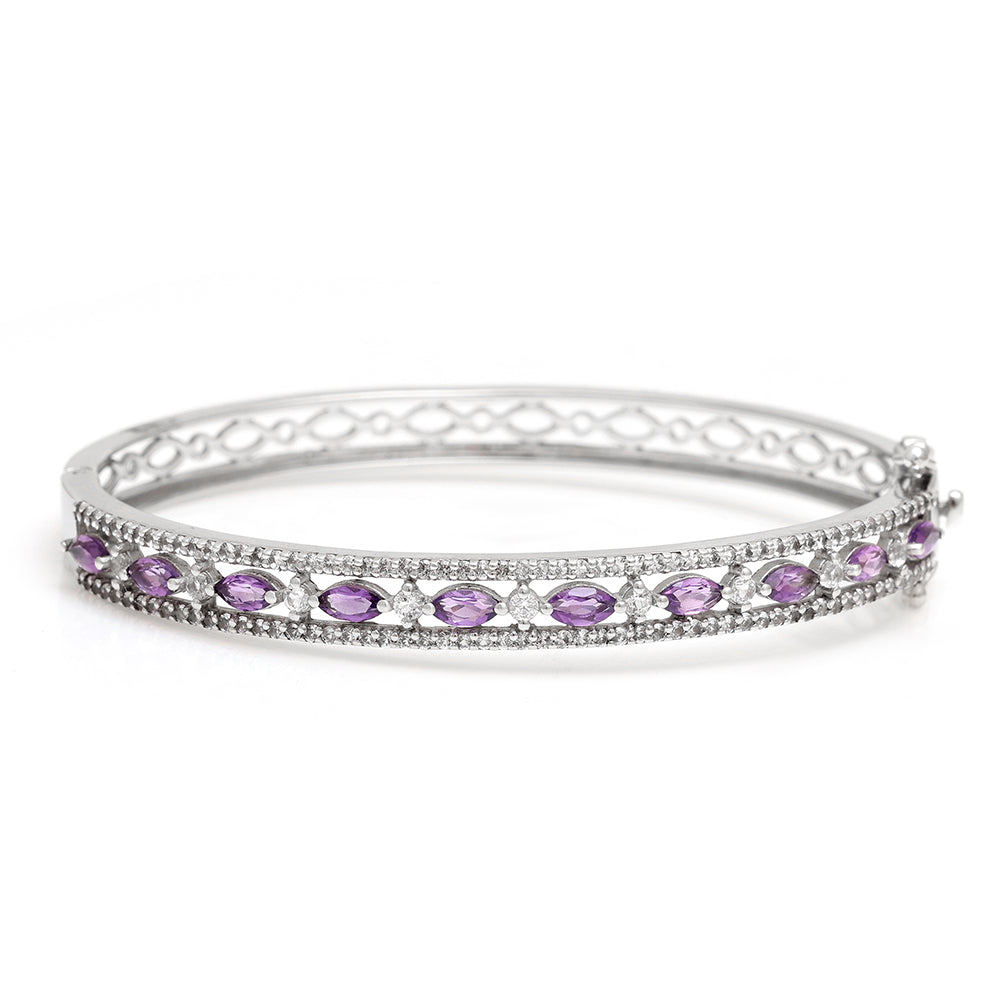 Pulsera de Plata con Amatista de Brasil y Topacio Blanco