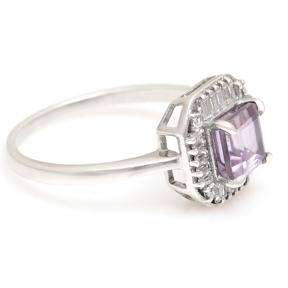 Anillo de Plata con Amatista de Brasil y Topacio Blanco 6 