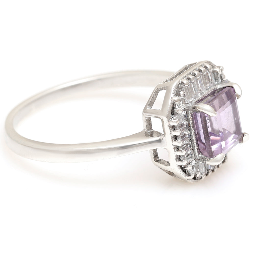 Anillo de Plata con Amatista de Brasil y Topacio Blanco 3 