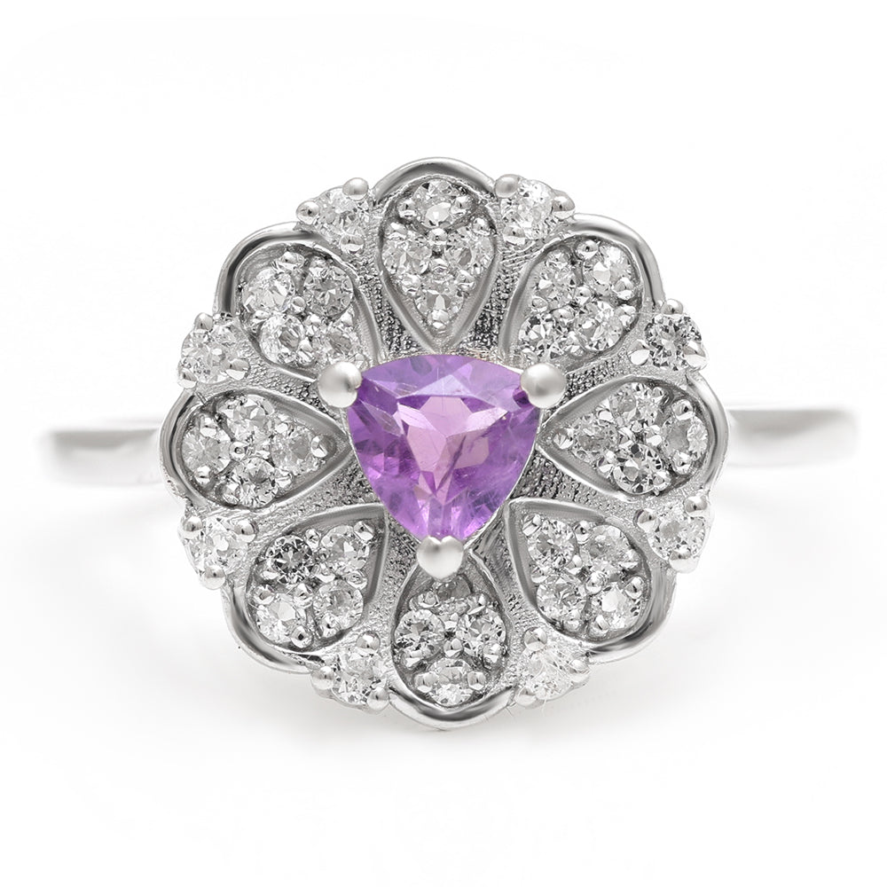 Anillo de Plata con Amatista de Brasil y Topacio Blanco 5 
