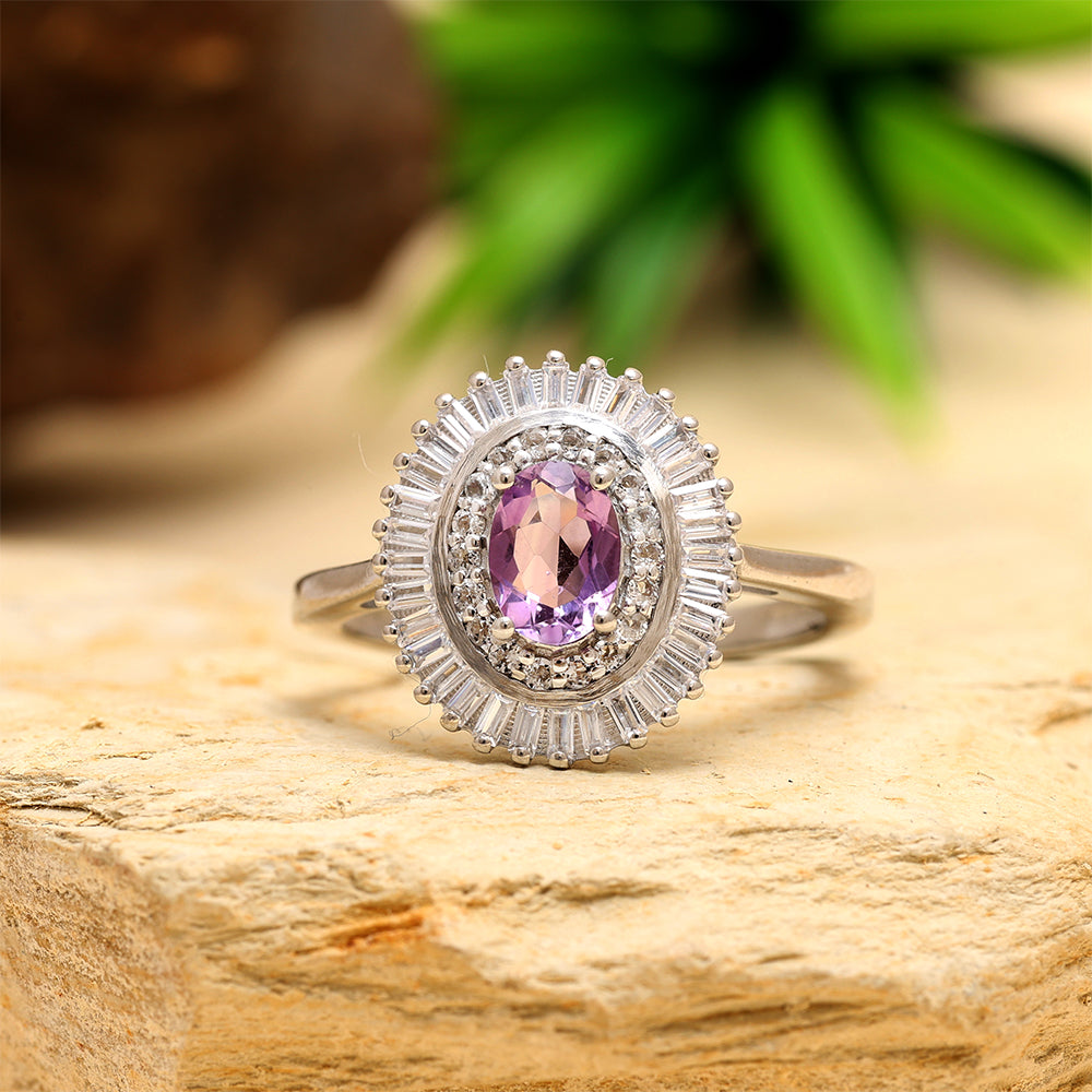 Anillo de Plata con Amatista de Brasil y Topacio Blanco 2 
