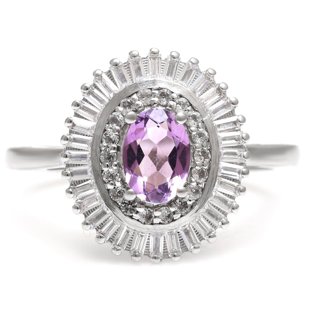 Anillo de Plata con Amatista de Brasil y Topacio Blanco
