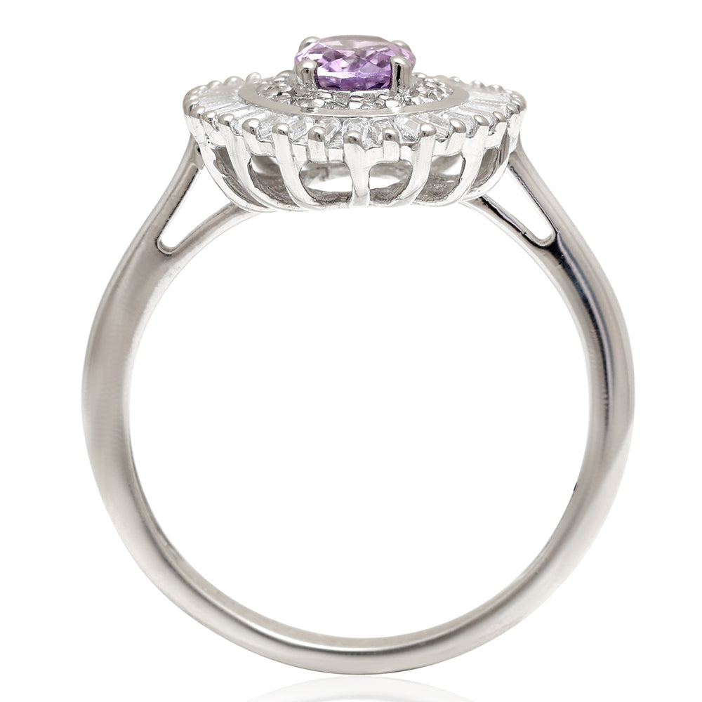 Anillo de Plata con Amatista de Brasil y Topacio Blanco