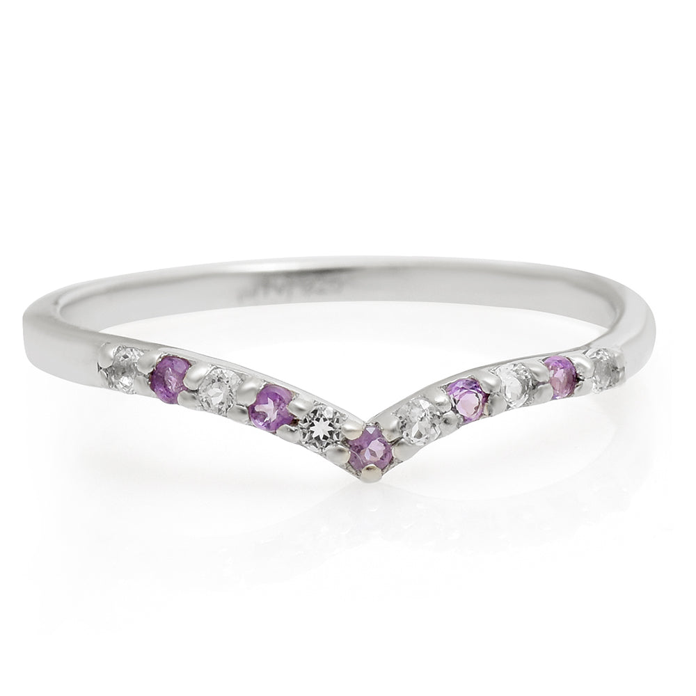 Anillo de Plata con Amatista de Brasil y Topacio Blanco
