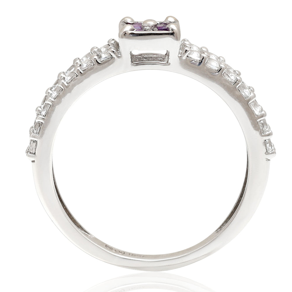 Anillo de Plata con Amatista de Brasil y Topacio Blanco 5 