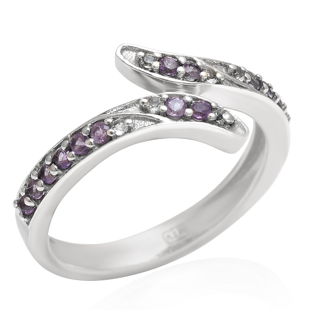 Anillo de Plata con Amatista de Brasil y Topacio Blanco 6 