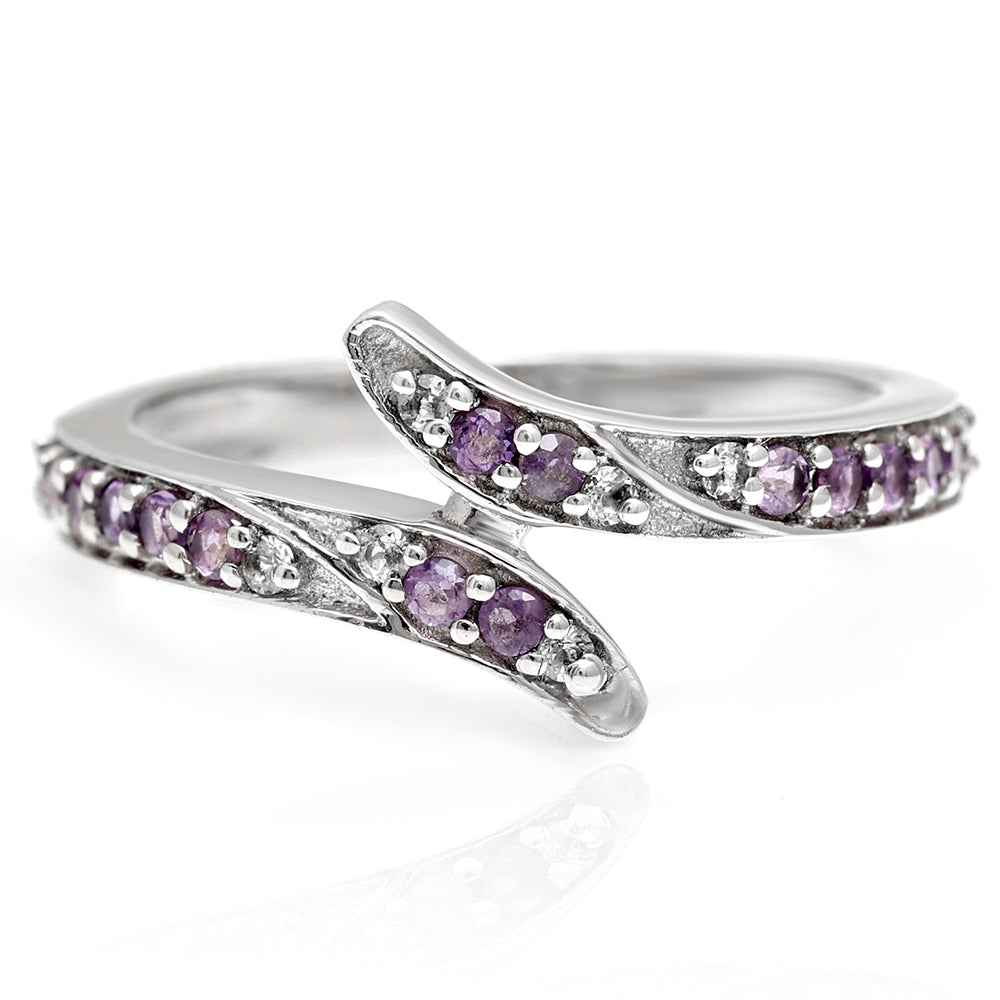 Anillo de Plata con Amatista de Brasil y Topacio Blanco