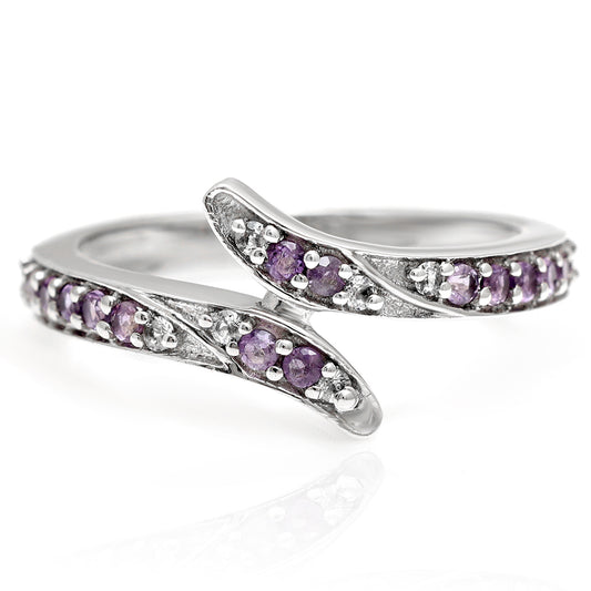 Anillo de Plata con Amatista de Brasil y Topacio Blanco