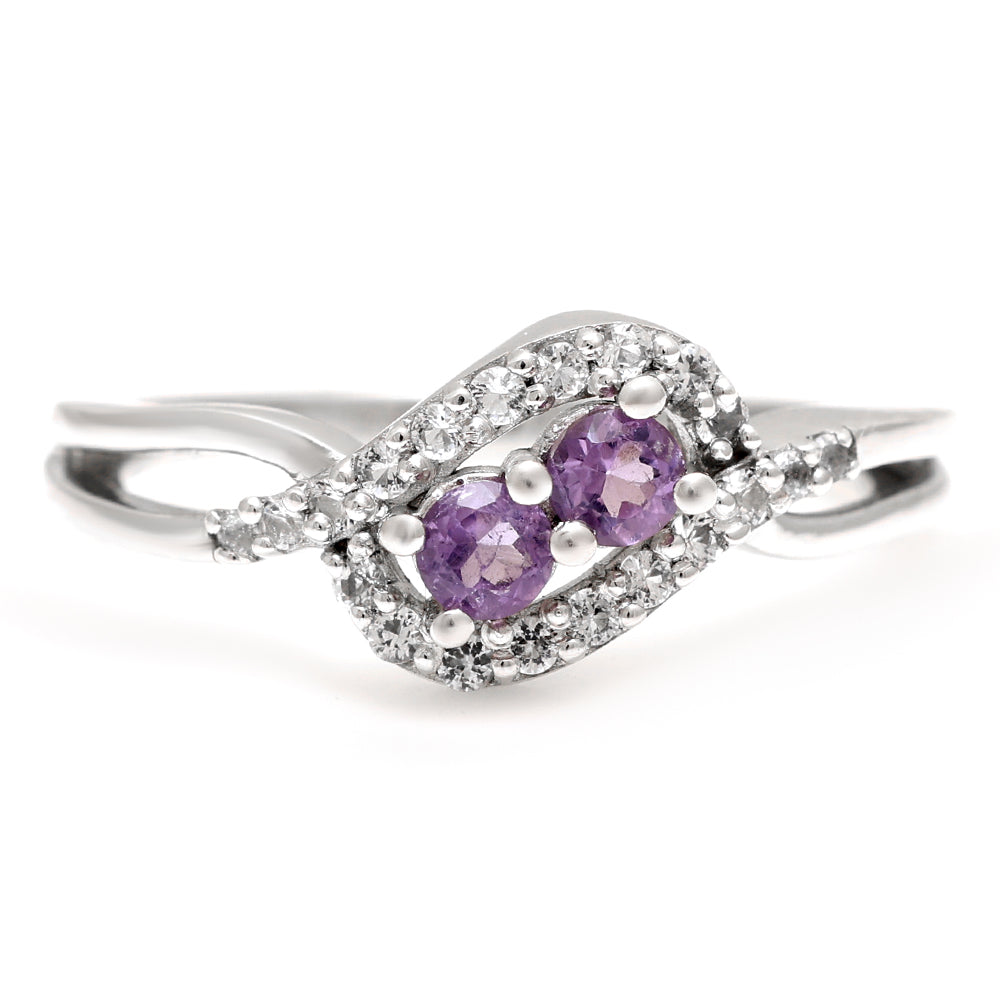 Anillo de Plata con Amatista de Brasil y Topacio Blanco 6 