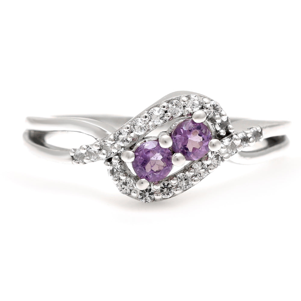 Anillo de Plata con Amatista de Brasil y Topacio Blanco 1 