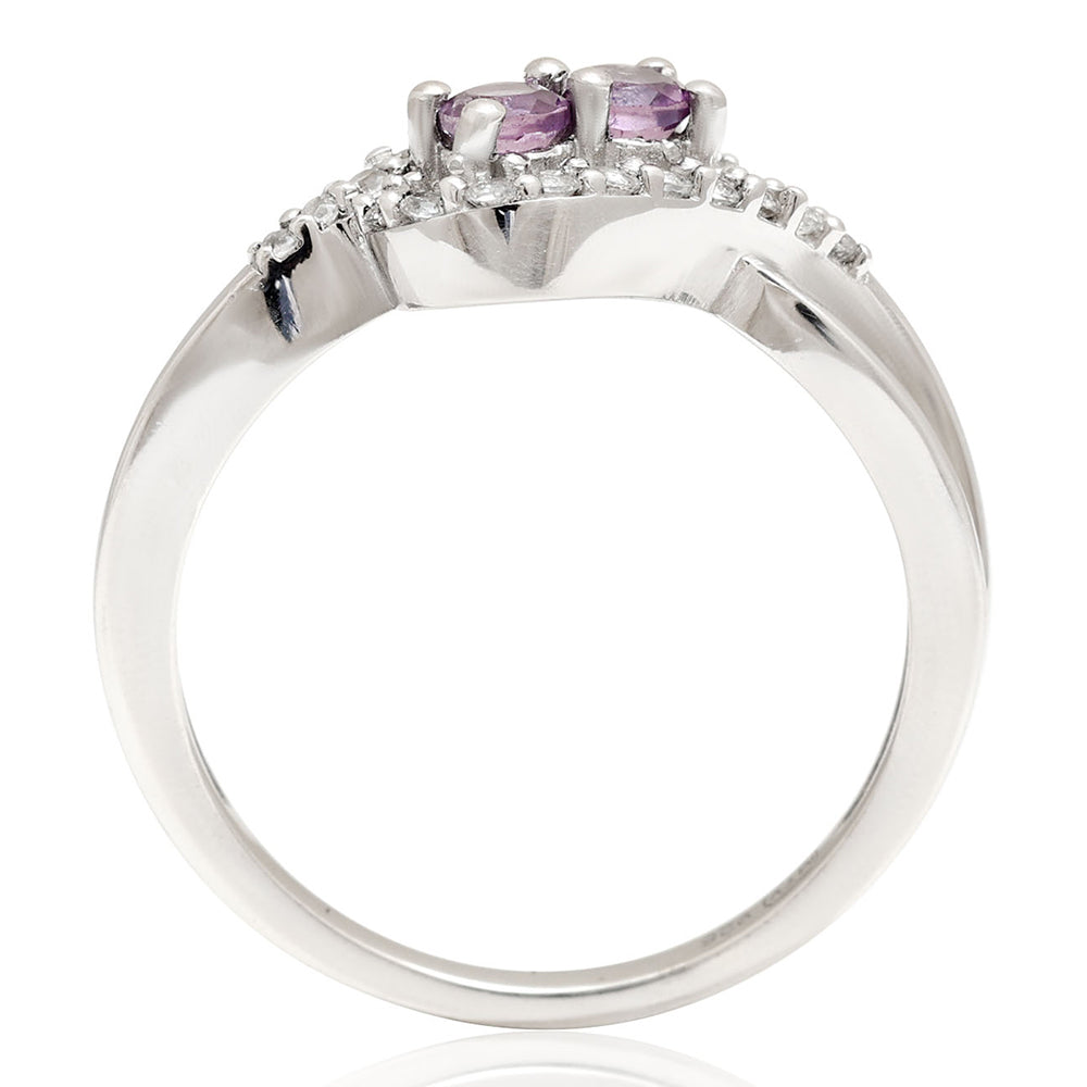 Anillo de Plata con Amatista de Brasil y Topacio Blanco 5 