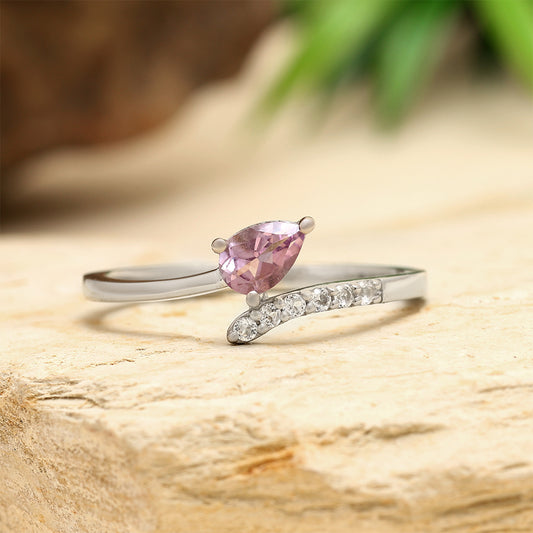 Anillo de Plata con Amatista de Brasil y Topacio Blanco