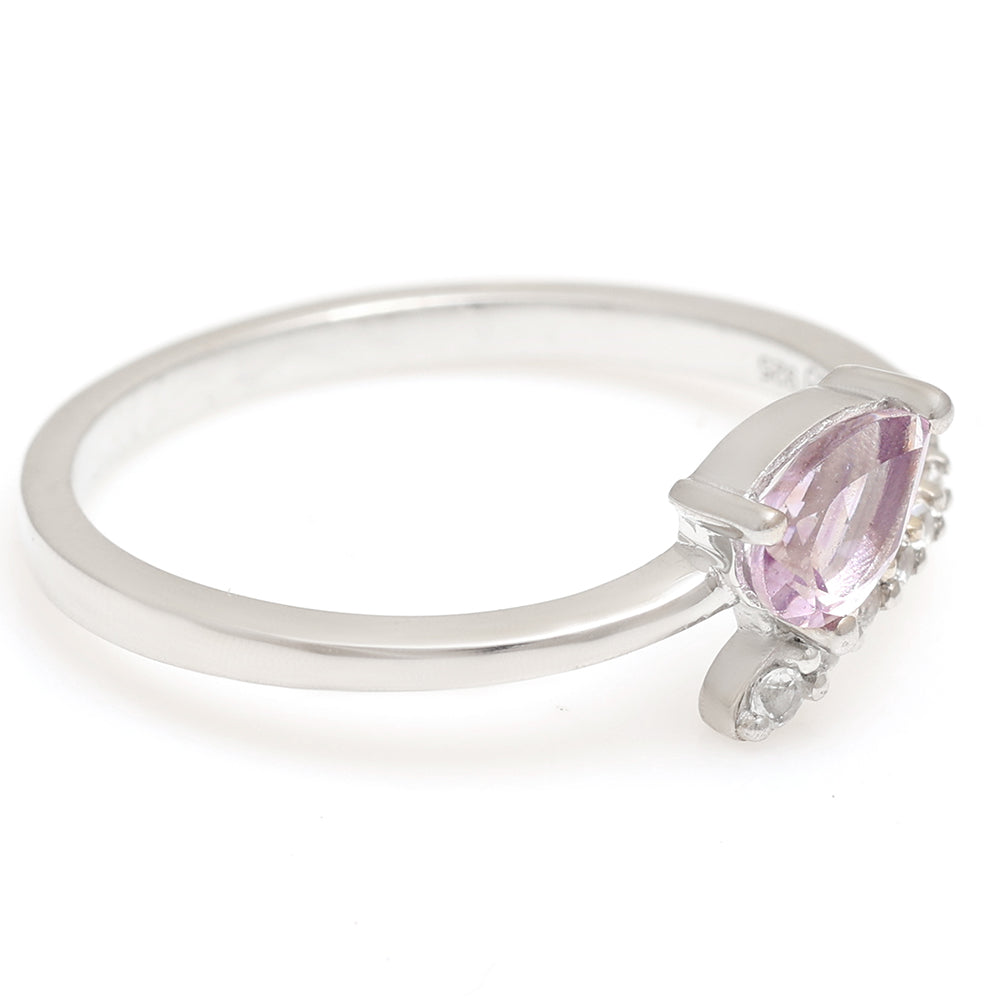 Anillo de Plata con Amatista de Brasil y Topacio Blanco