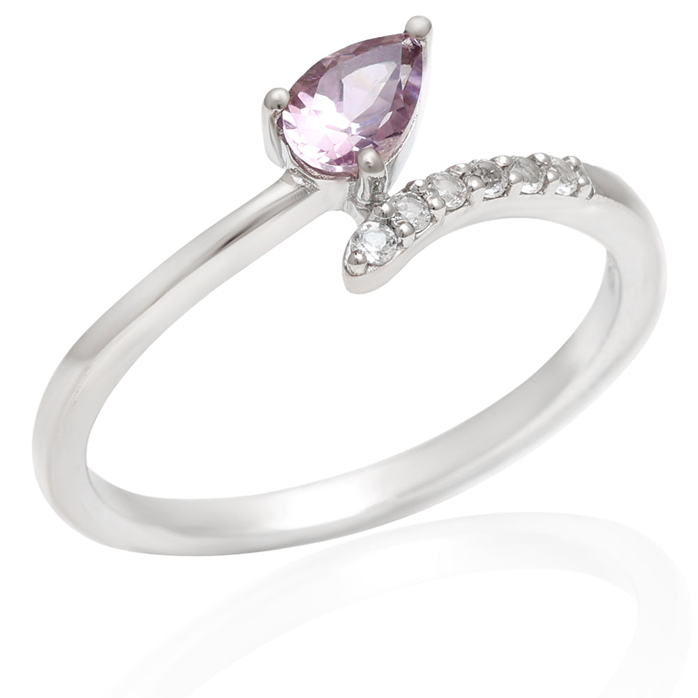 Anillo de Plata con Amatista de Brasil y Topacio Blanco