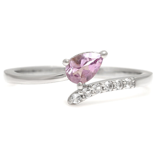 Anillo de Plata con Amatista de Brasil y Topacio Blanco