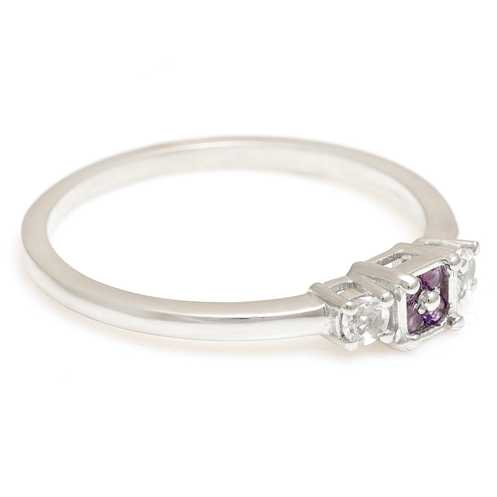 Anillo de Plata con Amatista de Brasil y Topacio Blanco 9 