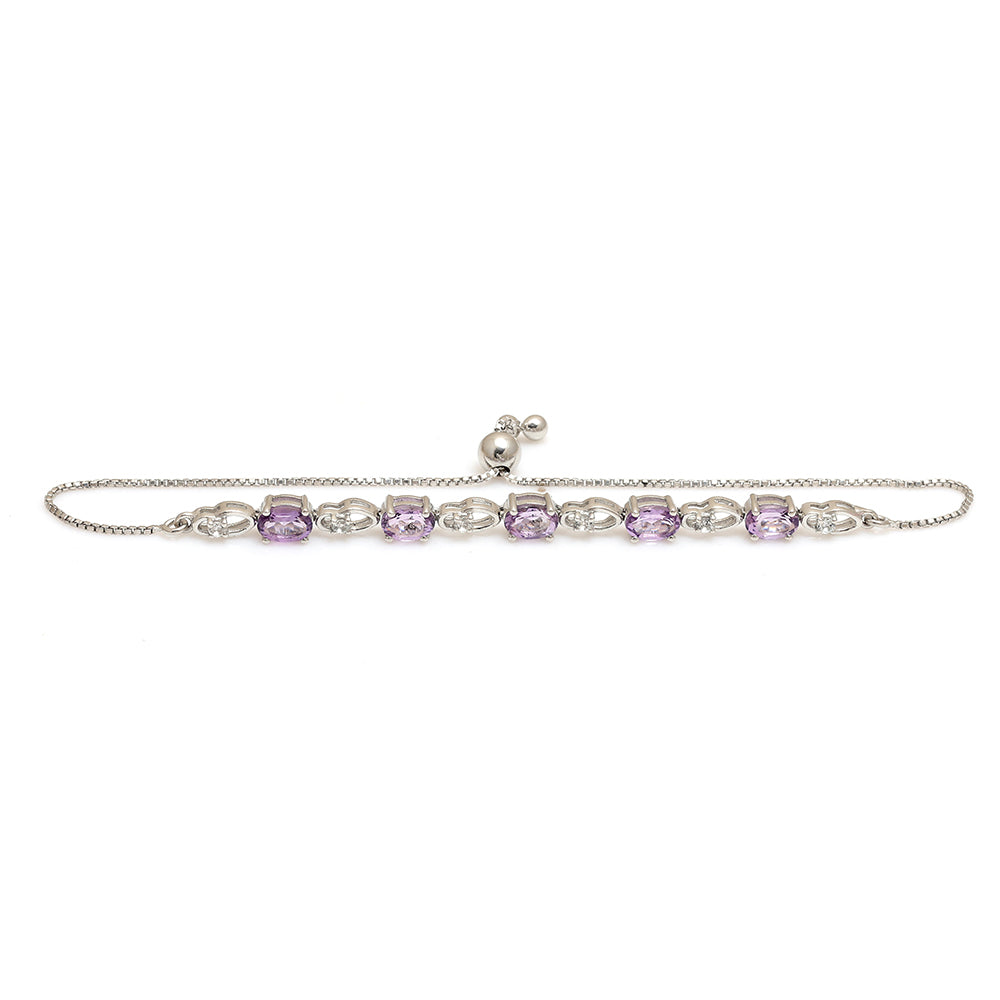 Pulsera de Plata con Topacio Blanco y Amatista de Brasil 2 
