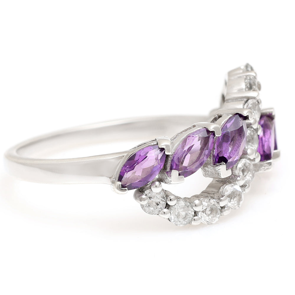 Anillo de Plata con Amatista de Brasil y Topacio Blanco