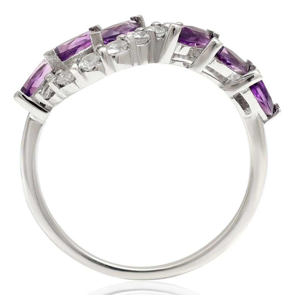 Anillo de Plata con Amatista de Brasil y Topacio Blanco 5 