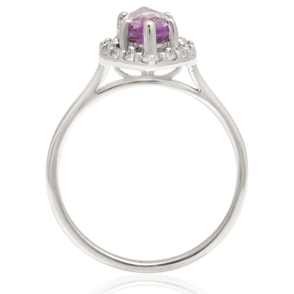 Anillo de Plata con Amatista de Brasil y Topacio Blanco