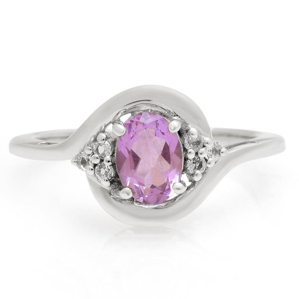 Anillo de Plata con Amatista de Brasil y Topacio Blanco 1 