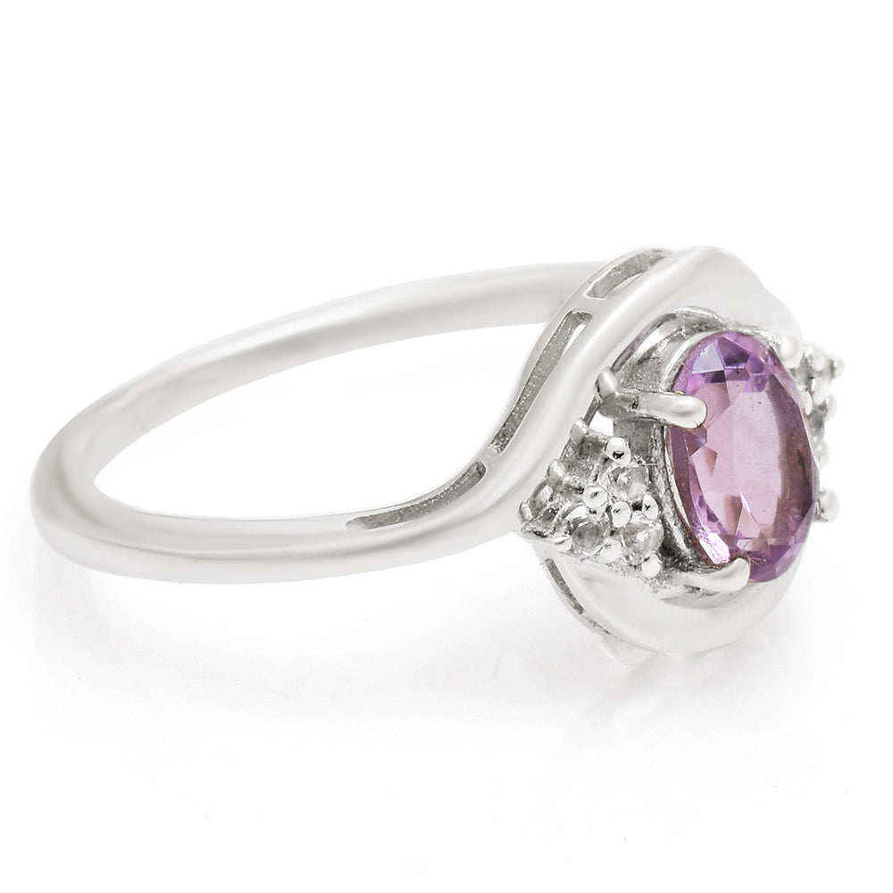 Anillo de Plata con Amatista de Brasil y Topacio Blanco