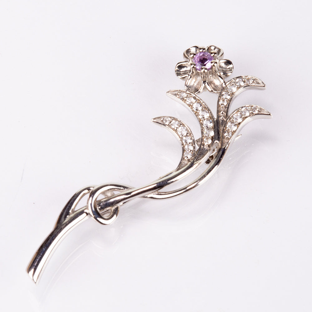 Broche de Plata con Amatista de Brasil y Topacio Blanco 1 
