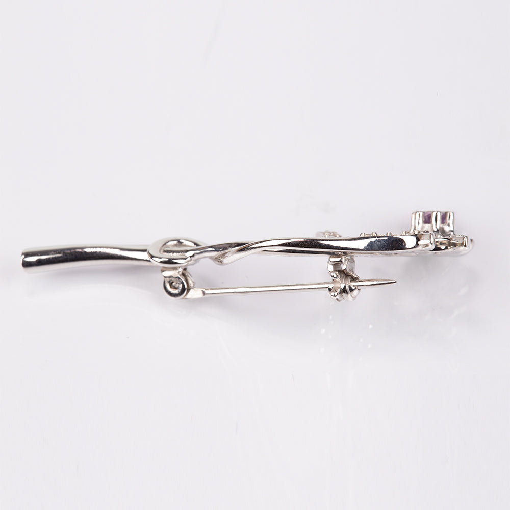 Broche de Plata con Amatista de Brasil y Topacio Blanco