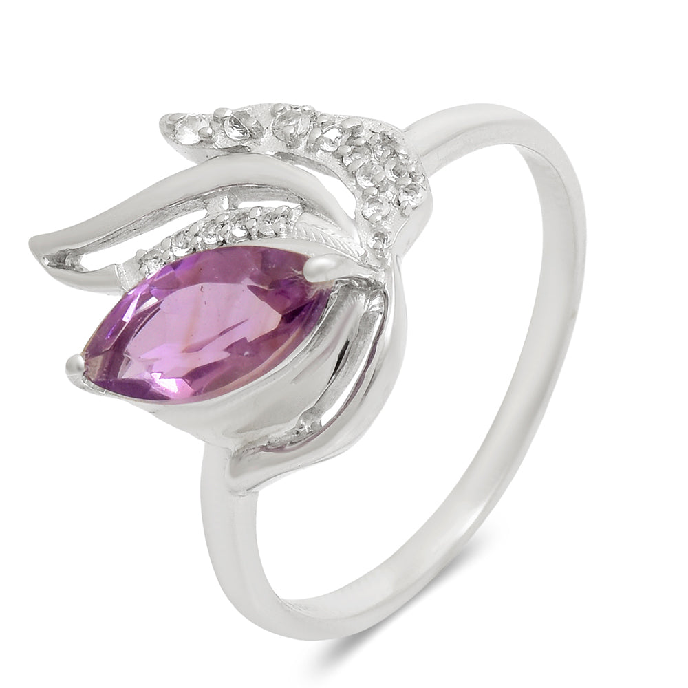 Anillo de Plata con Amatista de Brasil y Topacio Blanco 2 