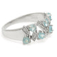Anillo de Plata con Apatita azul de Madagascar y Topacio Blanco