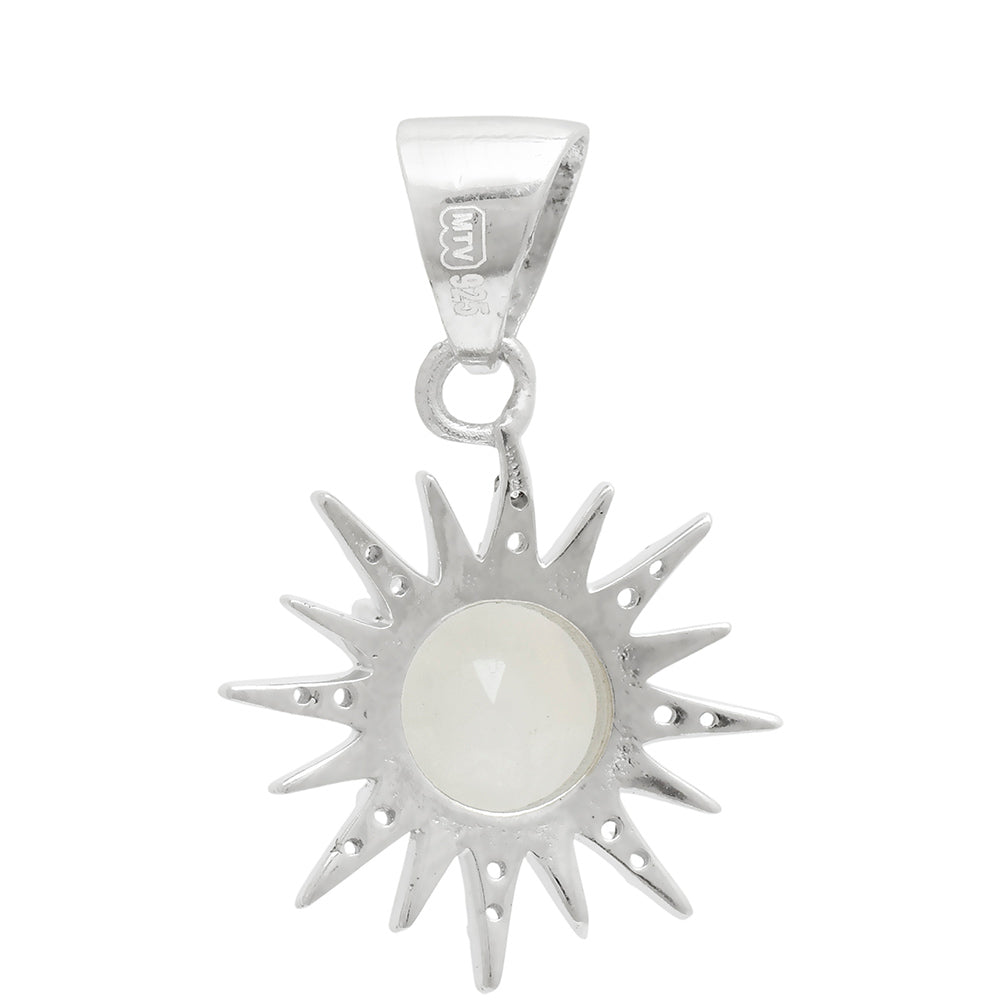 Colgante de Plata con Piedra Lunar Arco Iris y Topacio Blanco