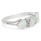 Anillo de Plata con Piedra Lunar Arco Iris y Topacio Blanco