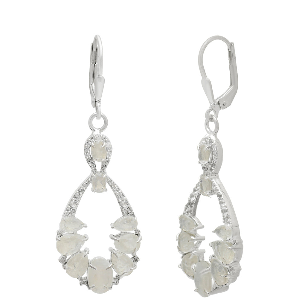 Pendientes de Plata con Piedra Lunar Arco Iris 3 