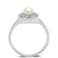 Anillo de Plata con Apatita azul de Madagascar y Perla blanca de agua dulce