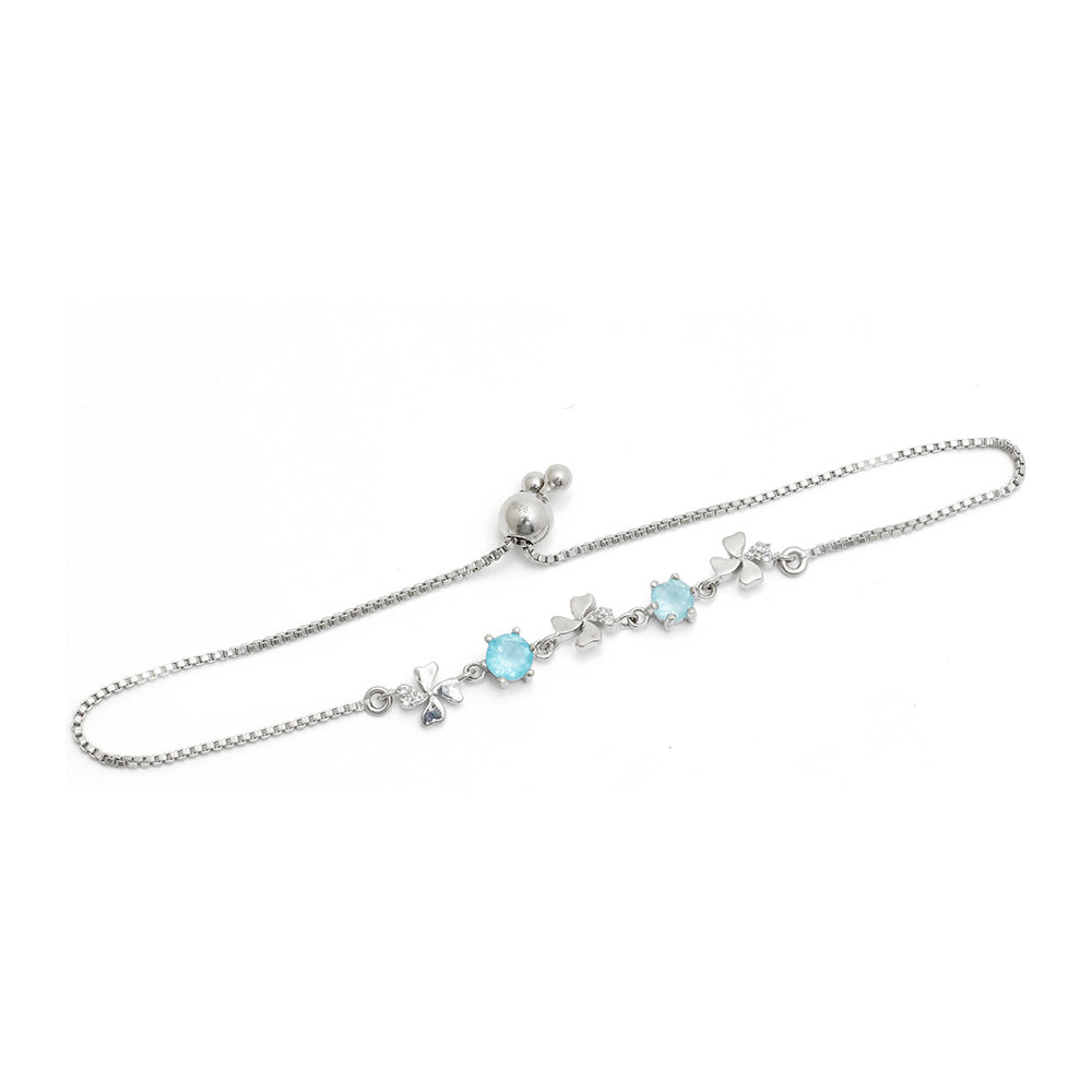 Pulsera de Plata con Apatita azul de Madagascar y Topacio Blanco