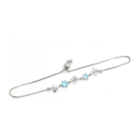 Pulsera de Plata con Apatita azul de Madagascar y Topacio Blanco