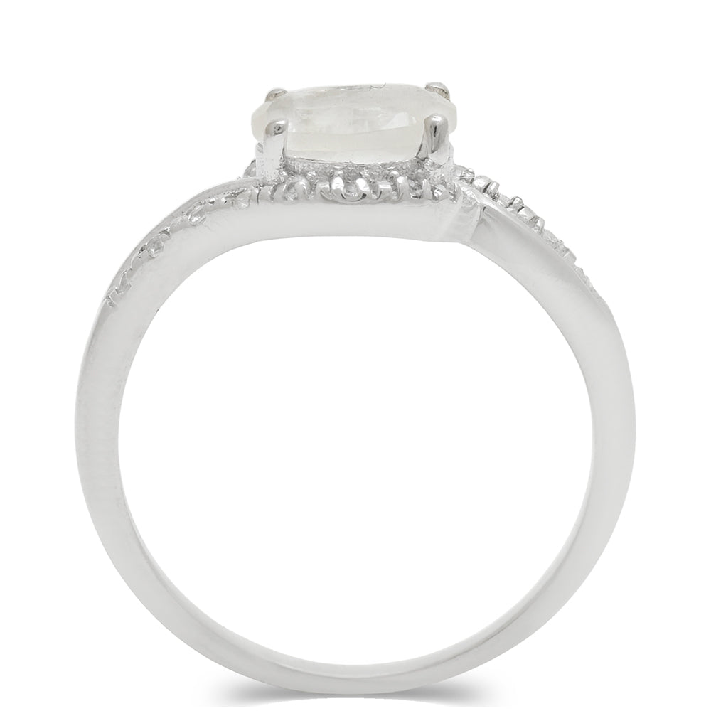 Anillo de Plata con Piedra Lunar Arco Iris