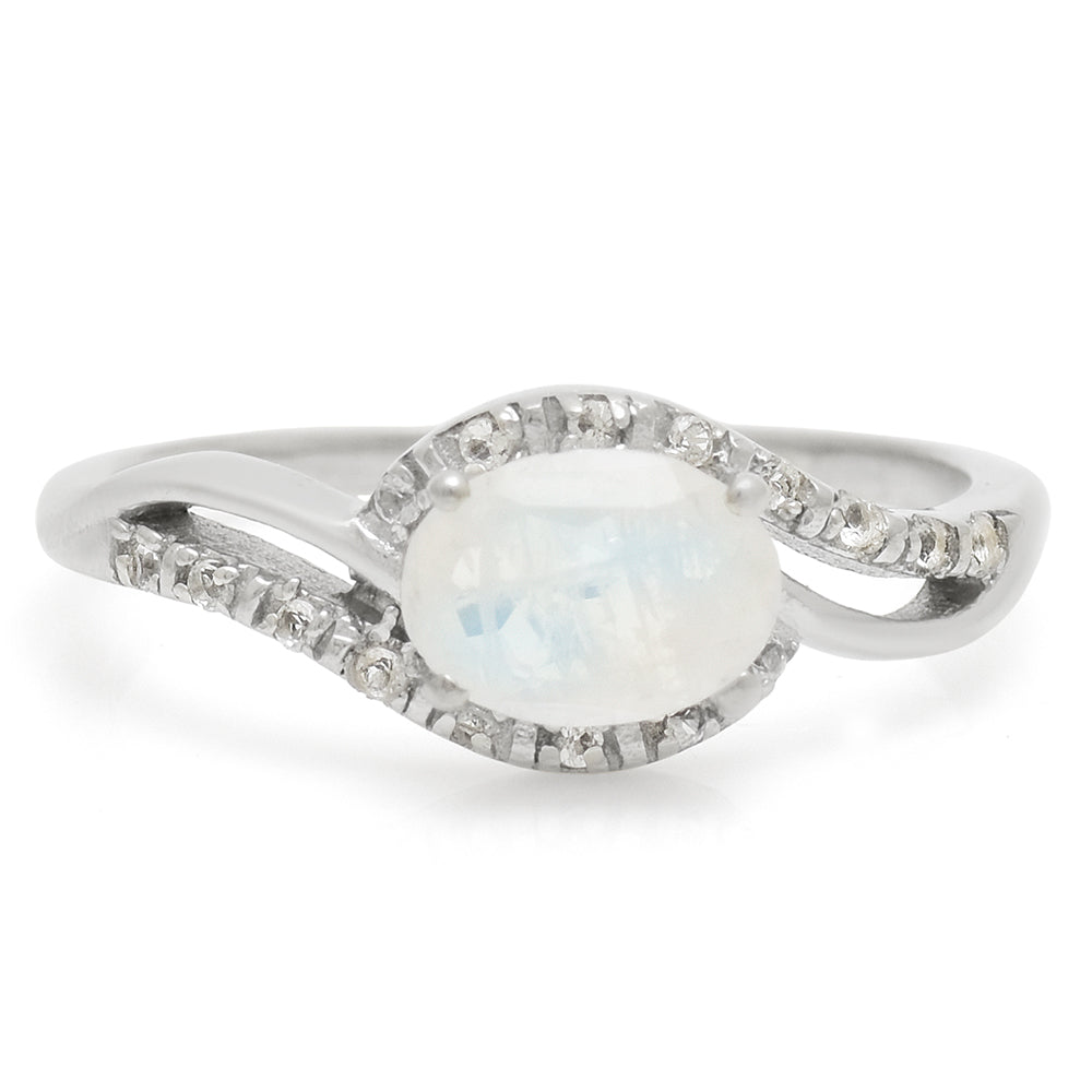 Anillo de Plata con Piedra Lunar Arco Iris 1 