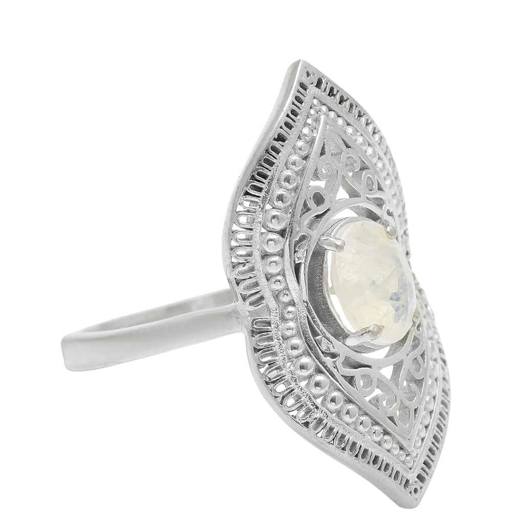 Anillo de Plata con Piedra Lunar Arco Iris 4 