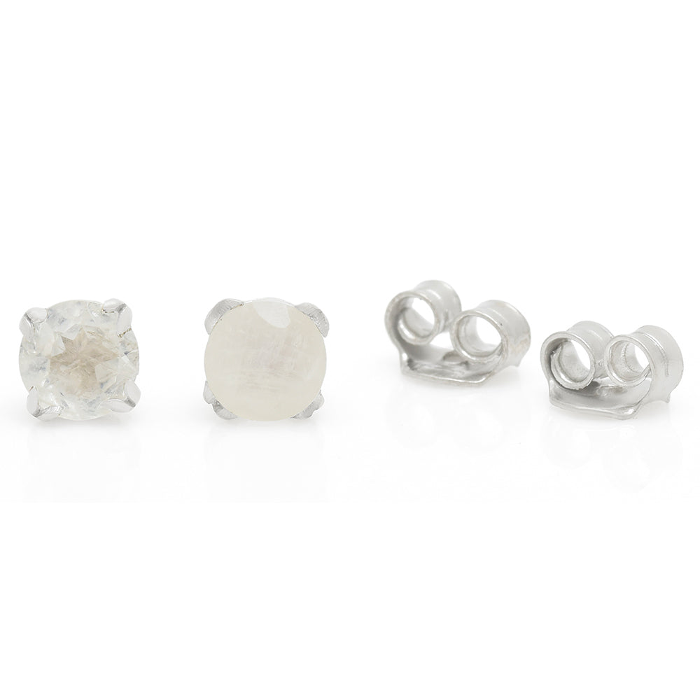 Pendientes de Plata con Piedra Lunar Arco Iris 4 