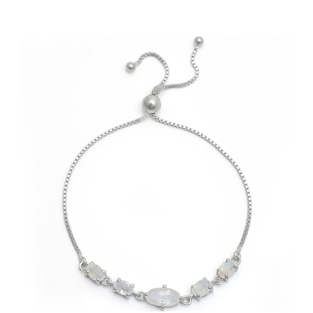 Pulsera de Plata con Piedra Lunar Arco Iris