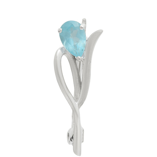 Broche de Plata con Apatita azul de Madagascar