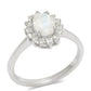 Anillo de Plata con Piedra Lunar Arco Iris y Topacio Blanco